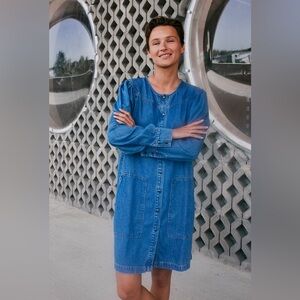 INDI & COLD‎ Western Scandi Denim Pocket Shirt Dress Medium